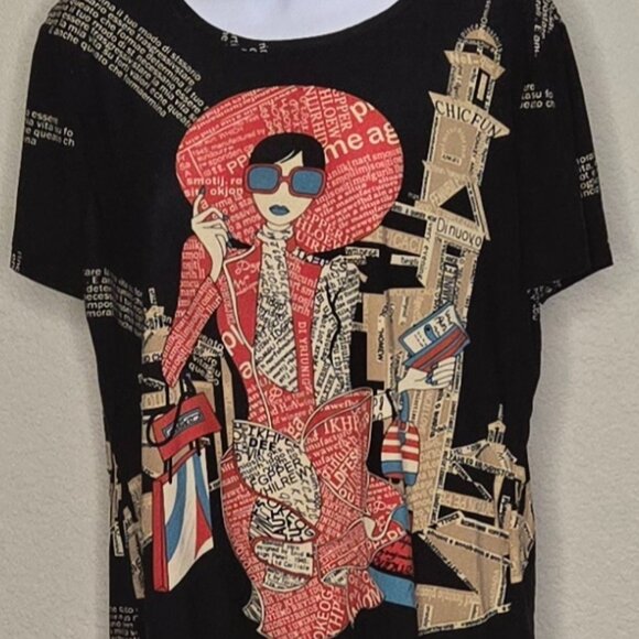 Peter Nygard Tops - Nygard Collection Les Chic Office Weekend European S/S Wearable Graphic Art Tee